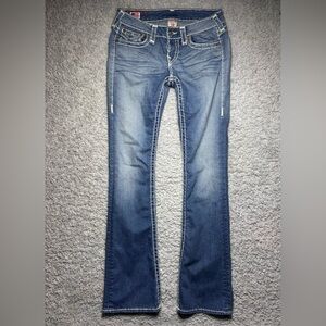 True Religion Jeans Womens 27 Becky Super T Stitch White Boot Cut USA Made Party